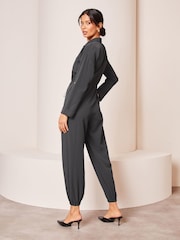Lipsy Grey Long Sleeve Boilersuit Jumpsuit - Image 2 of 4