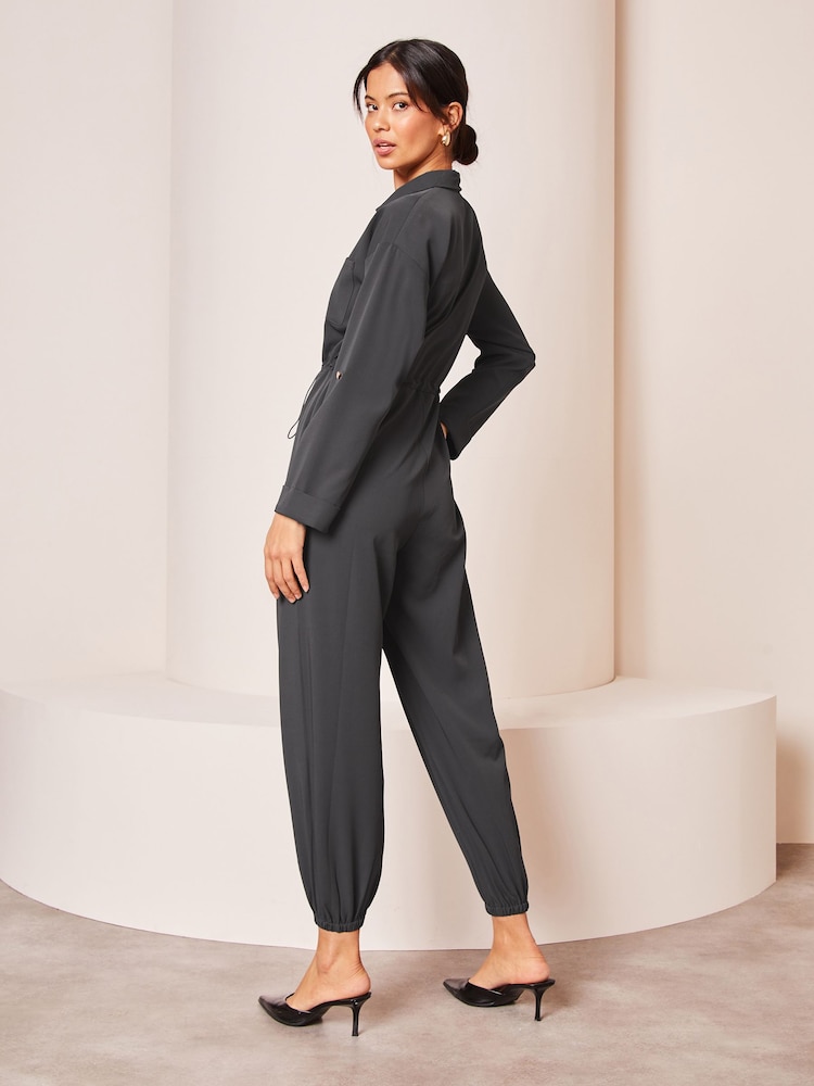 Lipsy Grey Long Sleeve Boilersuit Jumpsuit - Image 2 of 4 Lipsy Grey Long Sleeve Boilersuit Jumpsuit - Image 2 of 4