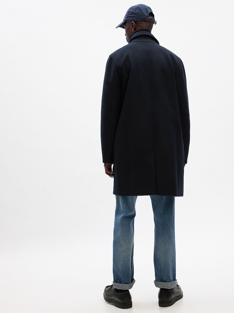 Gap Blue Relaxed Longline Topcoat - Image 2 of 3 Gap Blue Relaxed Longline Topcoat - Image 2 of 3