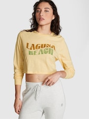 Victoria's Secret PINK Honeysuckle Yellow Cotton Slub Cropped Boxy Long Sleeve T-Shirt - Image 1 of 3