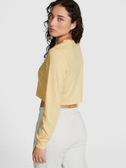Victoria's Secret PINK Honeysuckle Yellow Cotton Slub Cropped Boxy Long Sleeve T-Shirt - Image 2 of 3