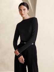 Banana Republic Black Aleah Boatneck Top - Image 1 of 1