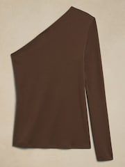 Banana Republic Brown Cotton-Modal One-Sleeve Top - Image 4 of 4