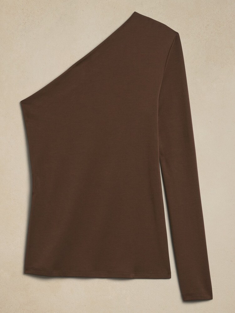 Banana Republic Brown Cotton-Modal One-Sleeve Top - Image 4 of 4
