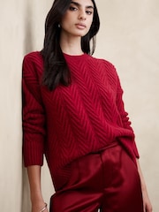 Banana Republic Red Nadia Cable Jumper - Image 1 of 2