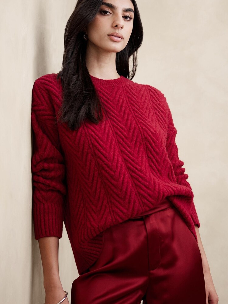 Banana Republic Red Nadia Cable Jumper - Image 1 of 2