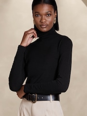 Banana Republic Black Sabel Wool-Blend Turtleneck Jumper - Image 1 of 1