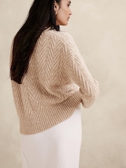 Banana Republic Camel Nadia Cable Jumper - Image 2 of 4