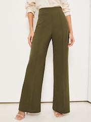 Lipsy Khaki Green Twill High Waist Wide Leg Tailored Trousers - Image 1 of 4