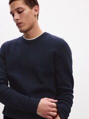 Gap Blue Textured Crew Neck Long Sleeve Jumper - Image 3 of 4