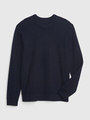 Gap Blue Textured Crew Neck Long Sleeve Jumper - Image 4 of 4