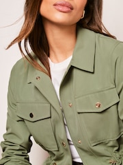 Lipsy Khaki Green Utility Belted Jacket - Image 4 of 4