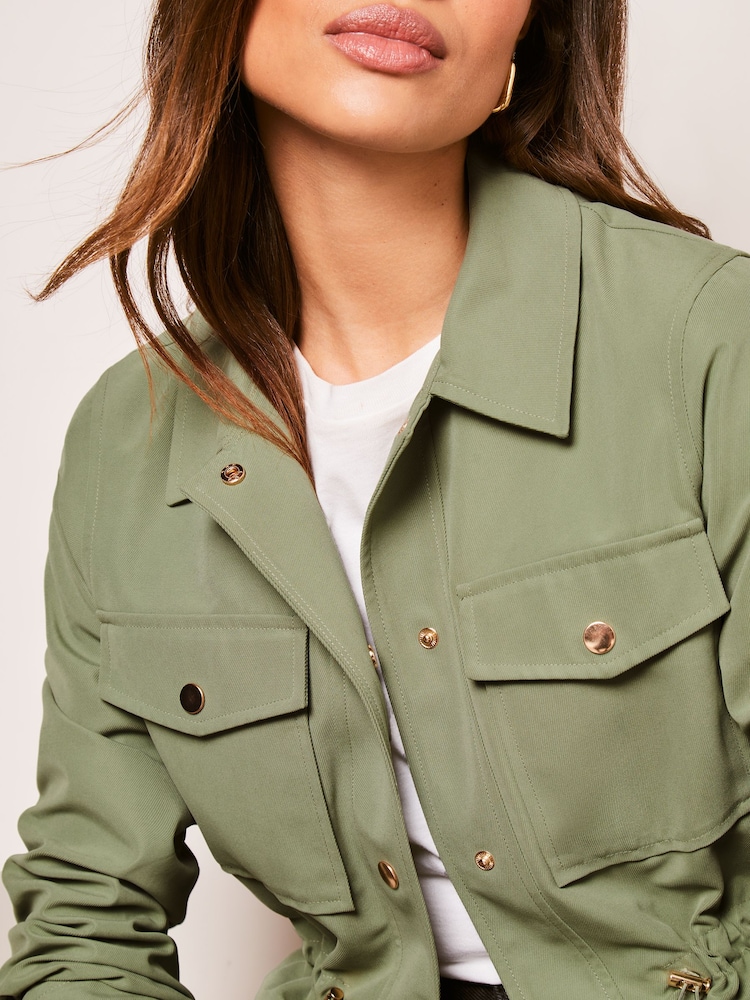 Lipsy Khaki Green Utility Belted Jacket - Image 4 of 4