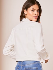 Lipsy White Crop Denim Jacket - Image 2 of 4
