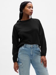 Gap Black Relaxed Eyelet Crew Neck Long Sleeve Sweatshirt - Image 1 of 1