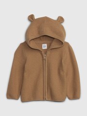 Gap Brown CashSoft Hooded Knit Zip Cardigan (Newborn - 24mths) - Image 1 of 1