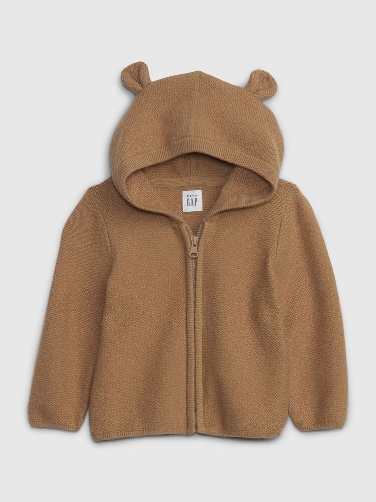 Gap Brown CashSoft Hooded Knit Zip Cardigan (Newborn - 24mths) - Image 1 of 1