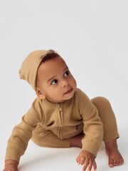 Gap Brown CashSoft Long Sleeve Baby Sleepsuit & Matching Hat - Image 1 of 4
