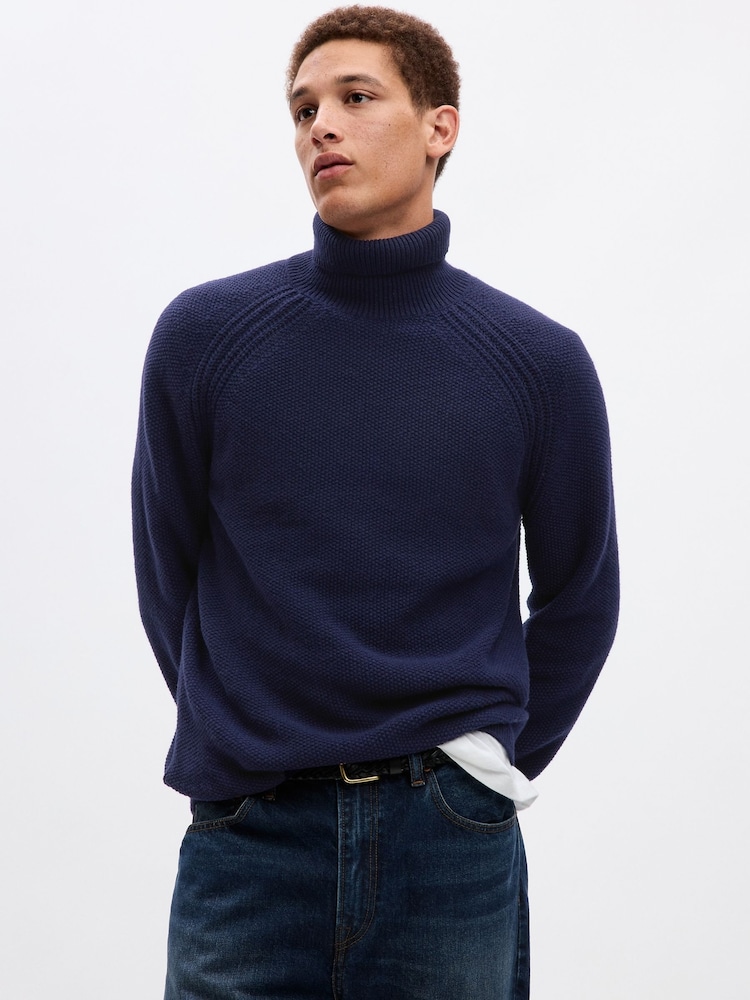 Gap Blue Knit Turtle Neck Long Sleeve Jumper - Image 1 of 1 Gap Blue Knit Turtle Neck Long Sleeve Jumper - Image 1 of 1