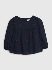 Gap Blue Heart Crew Neck Long Sleeve Top (Newborn - 24mths) - Image 1 of 1