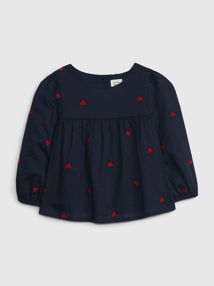 Gap Blue Heart Crew Neck Long Sleeve Top (Newborn - 24mths) - Image 1 of 1 Gap Blue Heart Crew Neck Long Sleeve Top (Newborn - 24mths) - Image 1 of 1