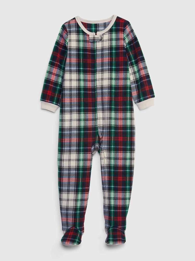 Gap Green, Red & White Check Print Pyjama Footed Toddler Sleepsuit - Image 1 of 1 Gap Green, Red & White Check Print Pyjama Footed Toddler Sleepsuit - Image 1 of 1