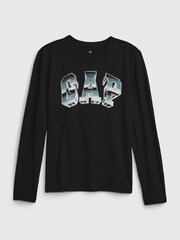 Gap Black Arch Logo Mountain Crew Neck Long Sleeve T-Shirt (4-13yrs) - Image 1 of 1