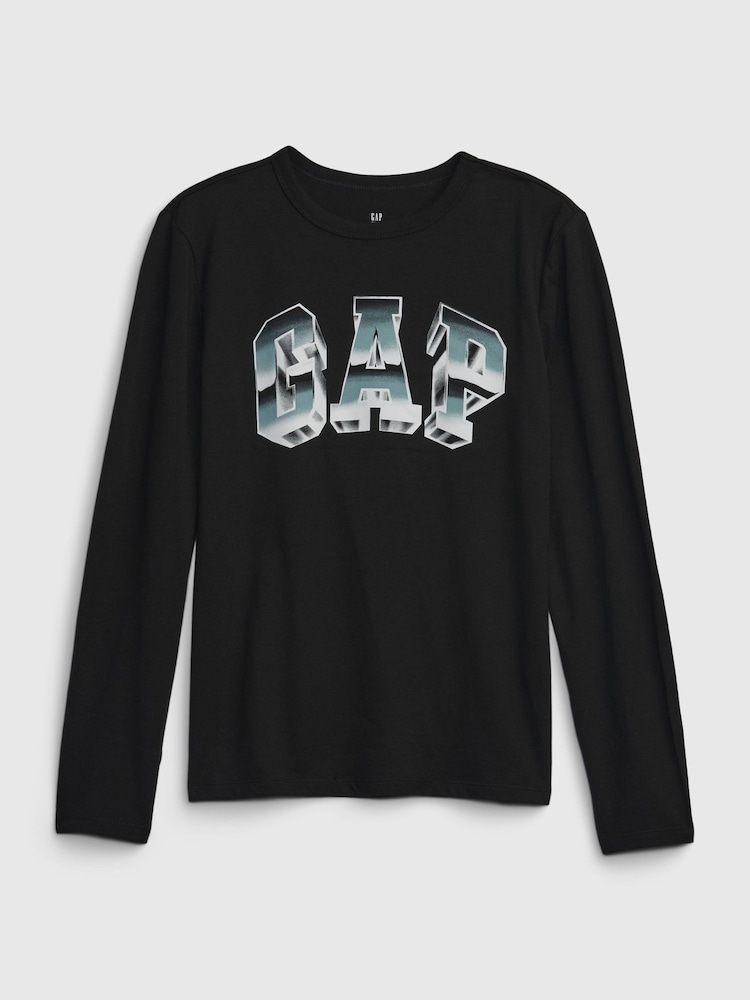 Gap Black Arch Logo Mountain Crew Neck Long Sleeve T-Shirt (4-13yrs) - Image 1 of 1