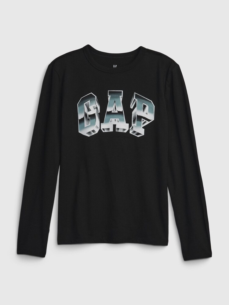 Gap Black Arch Logo Mountain Crew Neck Long Sleeve T-Shirt (4-13yrs) - Image 1 of 1 Gap Black Arch Logo Mountain Crew Neck Long Sleeve T-Shirt (4-13yrs) - Image 1 of 1