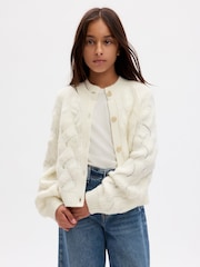 Gap White Cosy Cable Knit Cardigan (4-13yrs) - Image 1 of 1