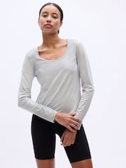 Gap Silver CoolDry Fitted Long Sleeve Scoop Neck T-Shirt - Image 1 of 4