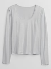 Gap Silver CoolDry Fitted Long Sleeve Scoop Neck T-Shirt - Image 3 of 4