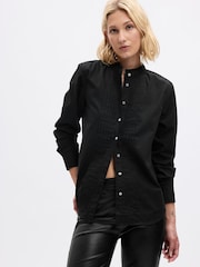 Gap Black Organic Cotton Jeweled Buttoned Shirt - Image 1 of 2