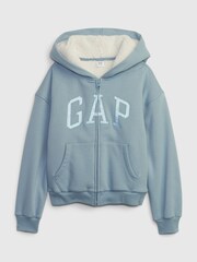 Gap Blue Sherpa Fleece Metallic Logo Hoodie (4-13yrs) - Image 1 of 1