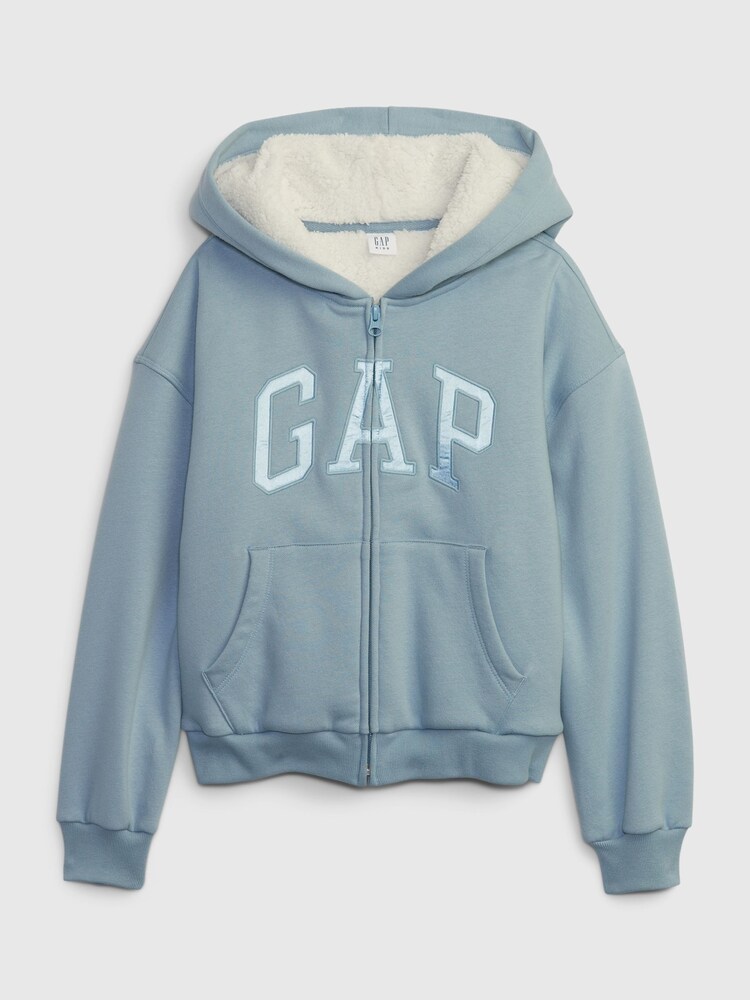 Gap Blue Sherpa Fleece Metallic Logo Hoodie (4-13yrs) - Image 1 of 1