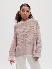 Gap Pink Rainbow Crochet Long Sleeve Jumper (4-13yrs) - Image 1 of 1