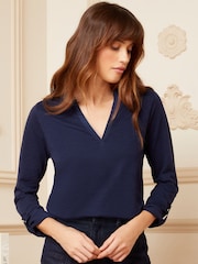 Marineblau/blau - Love & Roses langärmelig​​​​​​​ V-Ausschnitt Jersey T-shirt - Bild 1 von 4