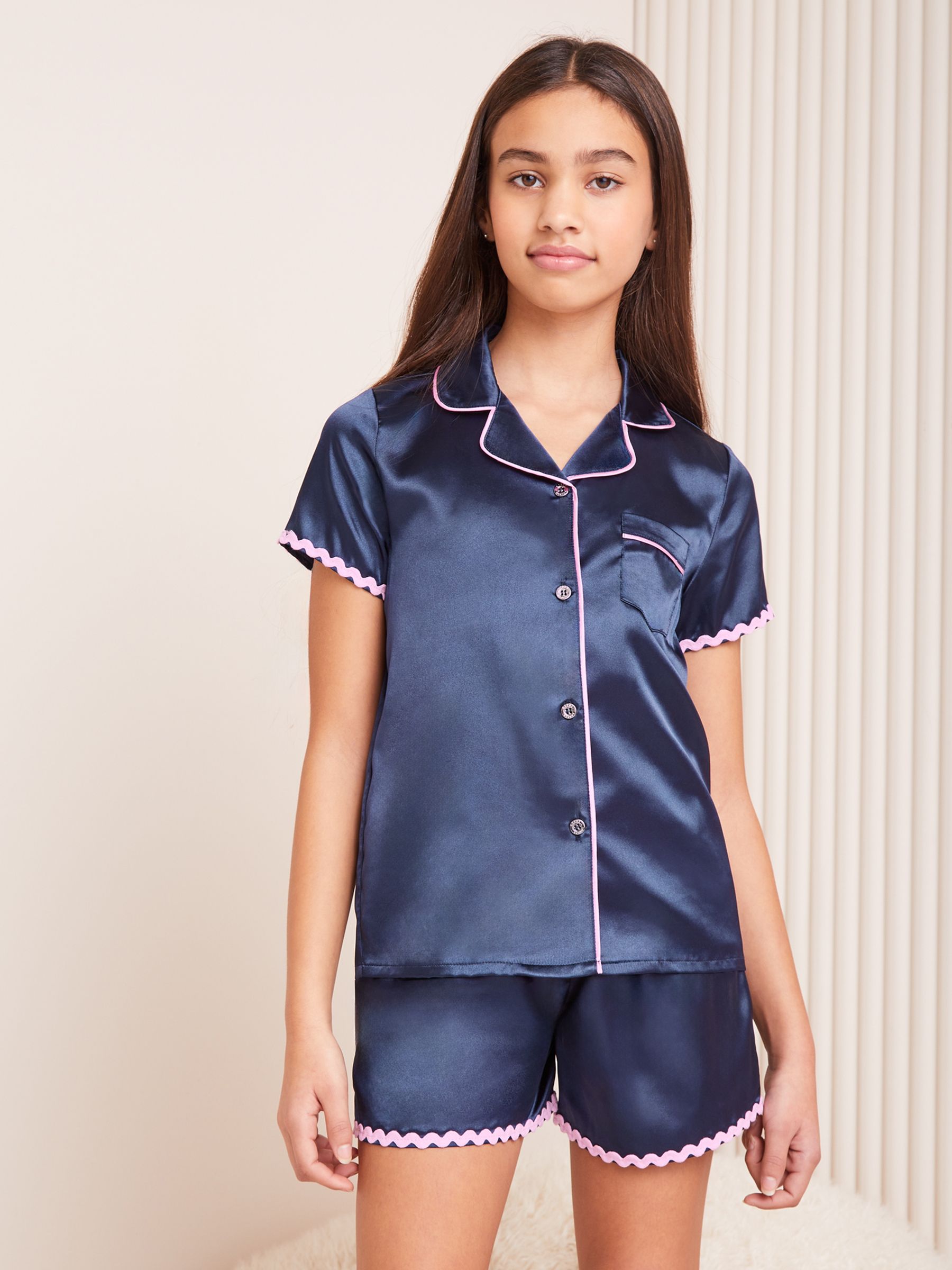 Buy Lipsy Navy Blue Satin Pyjamas from Next Turkey