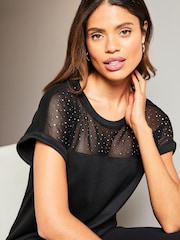 Lipsy Black Hotfix Mesh Tunic - Image 4 of 4