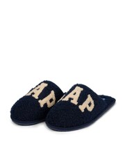 Gap Navy Blue Women's Plano Logo Borg Slippers - Image 1 of 5