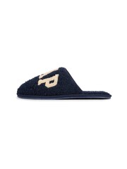 Gap Navy Blue Women's Plano Logo Borg Slippers - Image 2 of 5