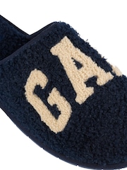 Gap Navy Blue Women's Plano Logo Borg Slippers - Image 4 of 5