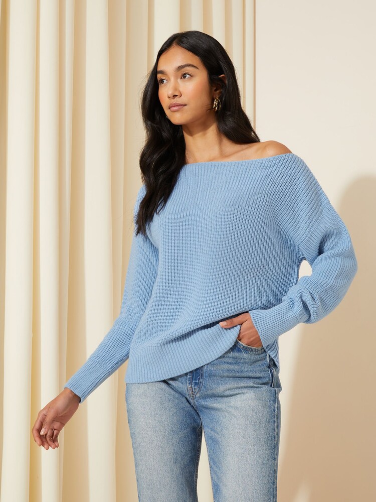 Friends Like These Pale Blue Off The Shoulder Jumper - Image 2 of 4