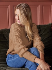 Friends Like These Mink Cable Knit Long Sleeve High Neck Jumper - Image 2 of 4