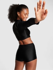 Victoria's Secret PINK Pure Black Long Sleeve Cropped Rash Guard Top - Image 2 of 4