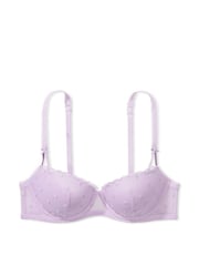 Victoria's Secret PINK Pastel Lilac Purple Heart Embroidery Balcony Lace Bra - Image 3 of 4