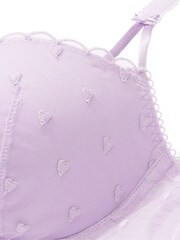 Victoria's Secret PINK Pastel Lilac Purple Heart Embroidery Balcony Lace Bra - Image 4 of 4