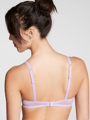 Victoria's Secret PINK Pastel Lilac Purple Heart Embroidery Unlined Demi Lace Bra - Image 2 of 4