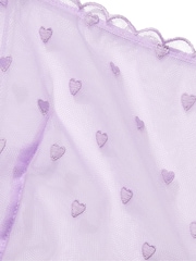 Victoria's Secret PINK Pastel Lilac Purple Heart Embroidery Unlined Demi Lace Bra - Image 4 of 4