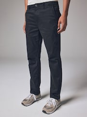 Black Slim Fit Zip Detail Stretch Trousers - Image 1 of 11